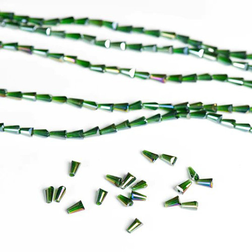 Elegant Glass Beads | Size : 3x5 Pencil Rainbow Beads Approx. 98 Beads Perline | 5 Line