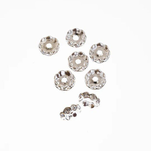 Silver 10Mm Rhinestone Spacer Beads