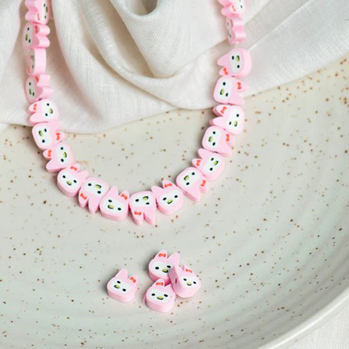 8mm Kitty Polymer Clay Fimo Beads