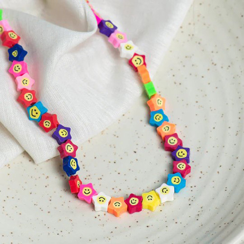 6mm Multicolor Star Smiley Polymer Clay Fimo Beads