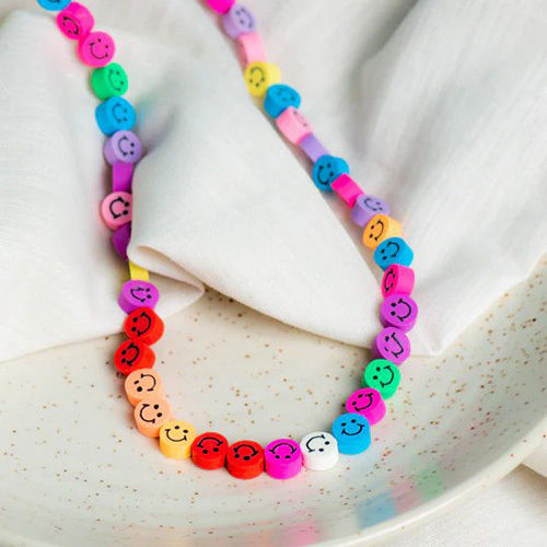 6mm Multicolor Smiley Polymer Clay Fimo Beads