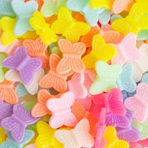 Multicolor 15Mm Butterfly Pastel Plastic Beads