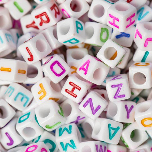 6mm Alphabet Pastel Plastic Beads