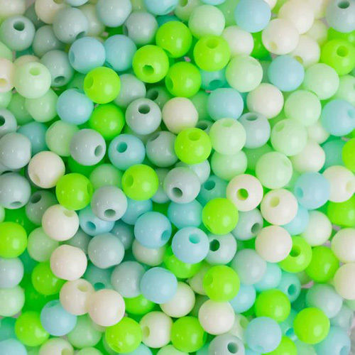 Multicolor 6Mm Green Shade Round Pastel Plastic Beads