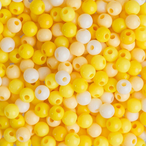 Multicolor 6Mm Yellow Shade Round Pastel Plastic Beads