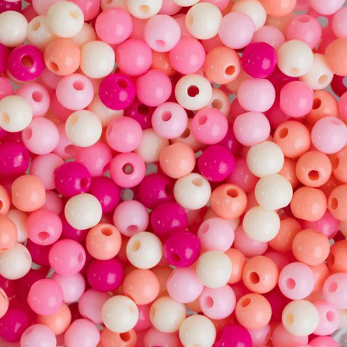 6mm Pink Shade Round Pastel Plastic Beads