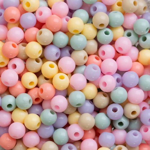 6mm Round Pastel Plastic Beads