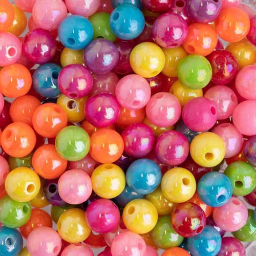 8mm Rainbow Colourful Plastic Beads