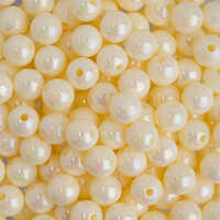 Rainbow Pearl Plastic Beads - 4mm Round, White Color, 500g Weight