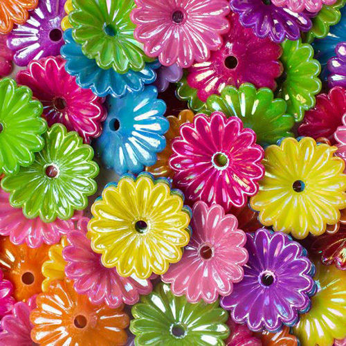 Multicolor 31Mm Daisy Designer Plastic Beads