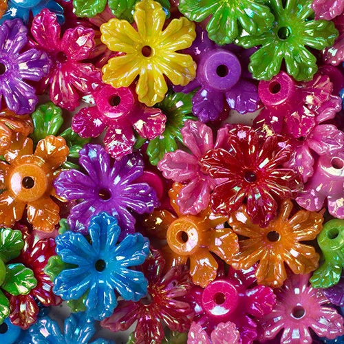 Multicolor 34mm Flower Designer Plastic Beads