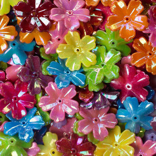 Multicolor 29Mm Flower Designer Plastic Beads