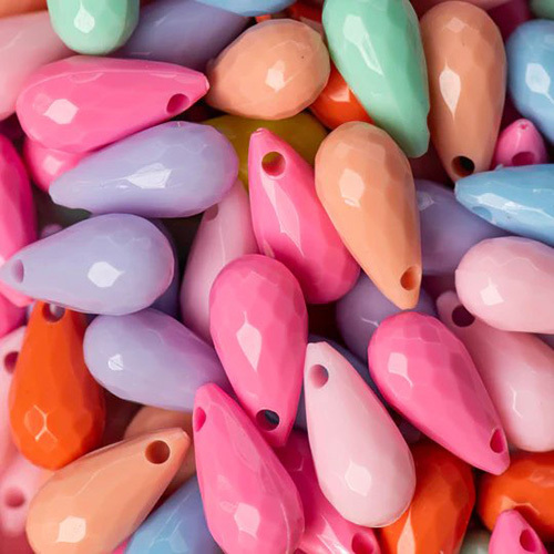 15mm Drop Shape Pastel Plastic Beads