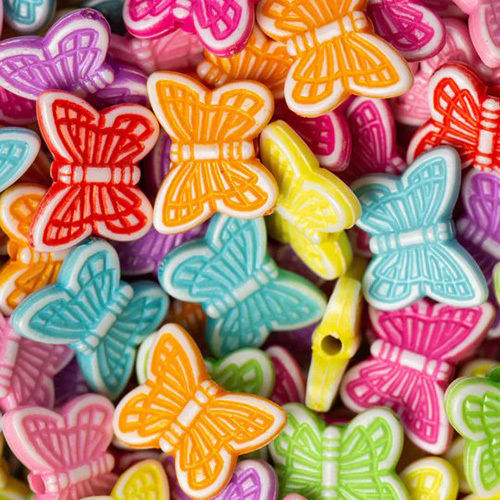 Multicolor 14mm Butterfly Pastel Plastic Beads