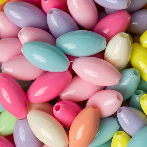 15mm Oval Shape Pastel Plastic Beads