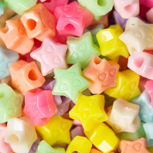 10mm Star Smiley Pastel Plastic Beads