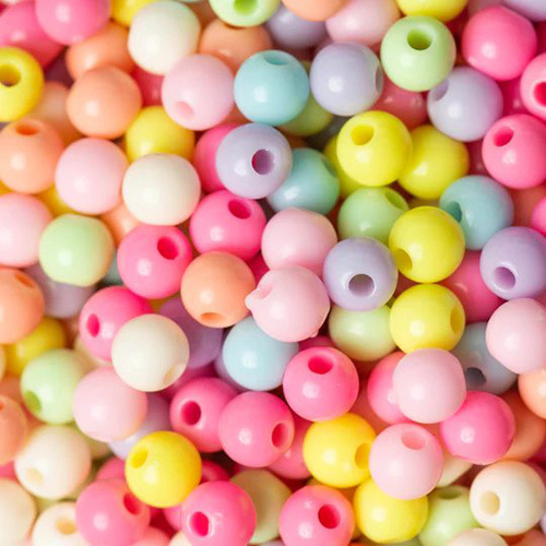 8mm Round Pastel Plastic Beads