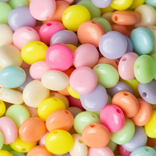 9mm Round Pastel Plastic Beads