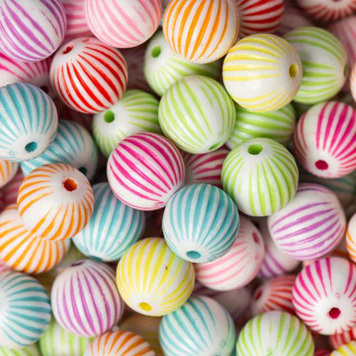 Multicolor 10Mm Round Pastel Plastic Beads