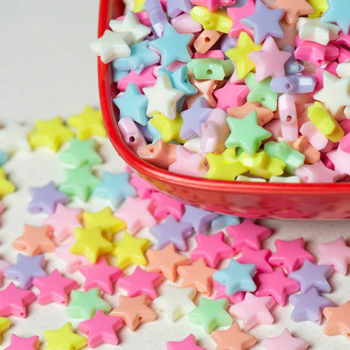 15mm Star Pastel Plastic Beads