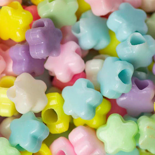 Multicolor 10mm Flower Pastel Plastic Beads