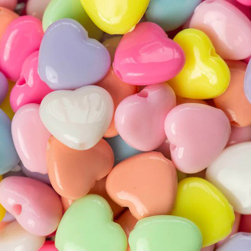 12mm Heart Pastel Plastic Beads