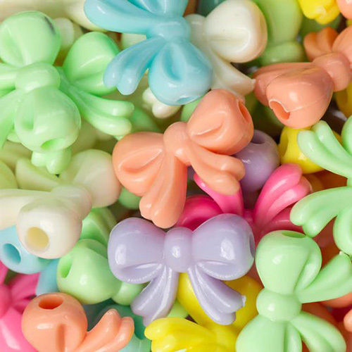 Multicolor 20mm Bow Pastel Plastic Beads