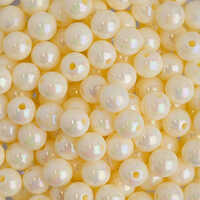 Rainbow Pearl Beads - 4mm Round, Polished White Plastic | Lightweight 500g Pack