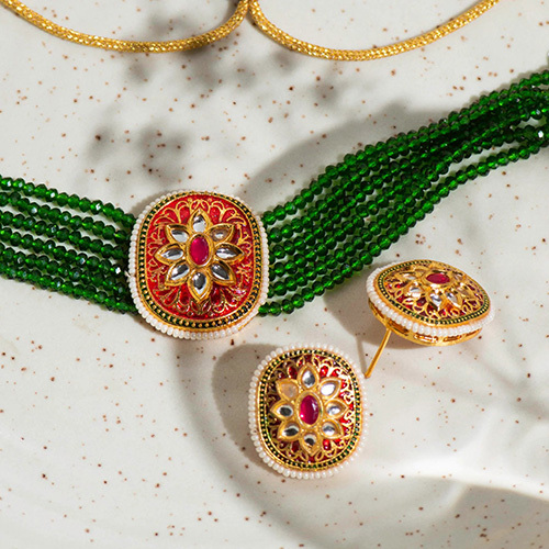 Raw Meenakari Kundan Set