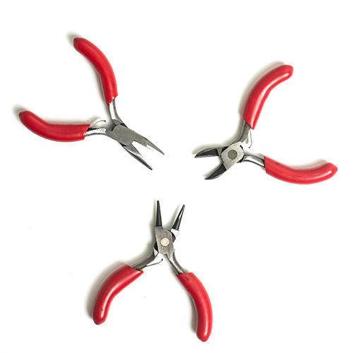 Red/Silver 3 Inch Jewellery Pliers Set