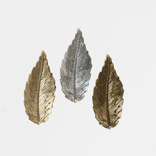 Silver 70X28Mm Metal Art Leaf