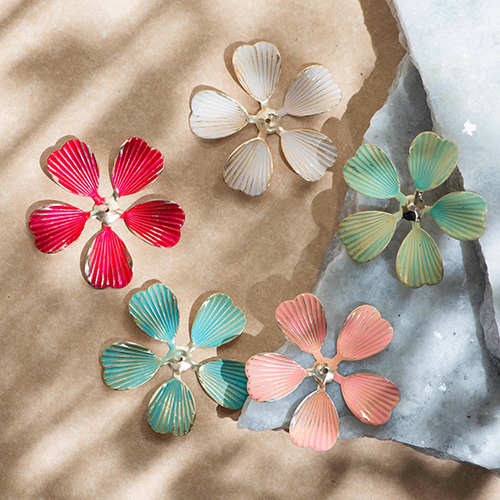 Flower Coloured Metal Art | Size : 58mm | 10 Pcs