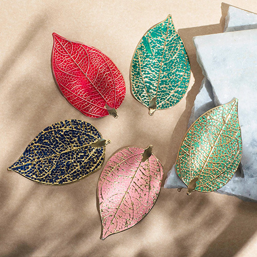 Leaf Coloured Metal Art | Size : 140mm | 4 Pcs