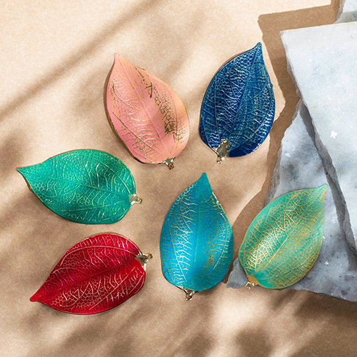 Leaf Coloured Metal Art | Size : 100mm | 4 Pcs