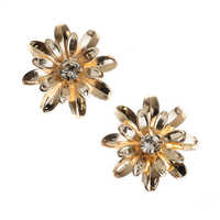 27mm Stone Metal Flower - Color: Gold