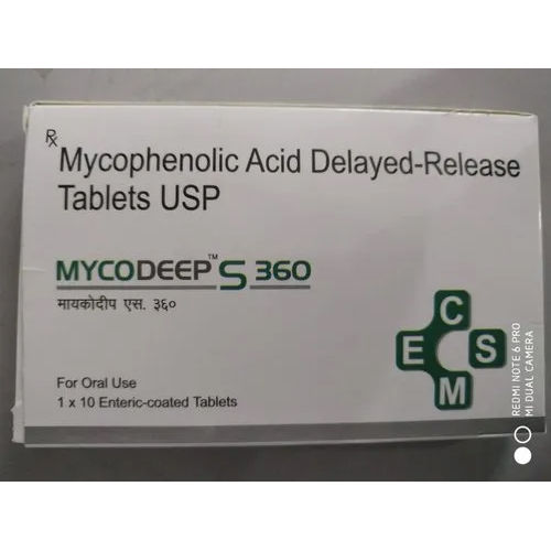 Mycophenolic Acid Delayed Release Tablets Usp Mycodeep S 360 General Medicines