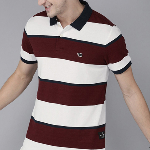 Mens White And Brown Linen T-Shirt