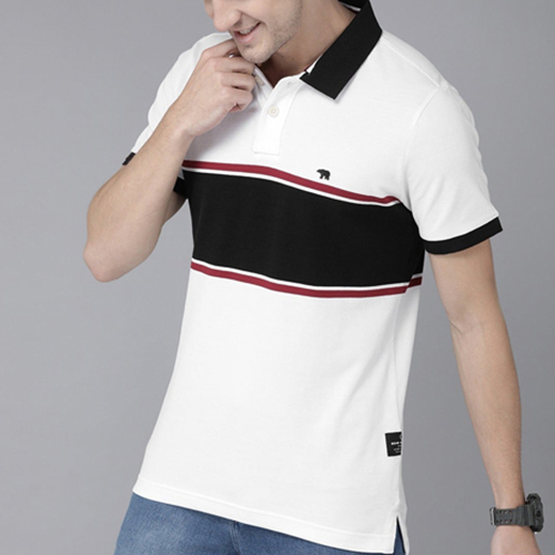 Mens White And Black T-Shirt