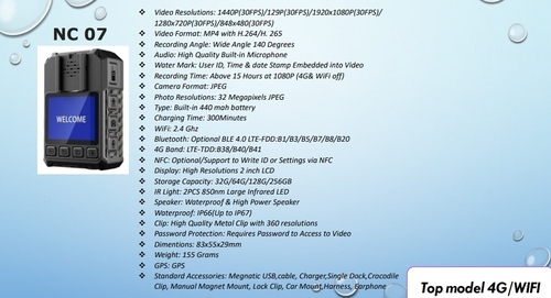 Waterproof Police Body Worn Camera