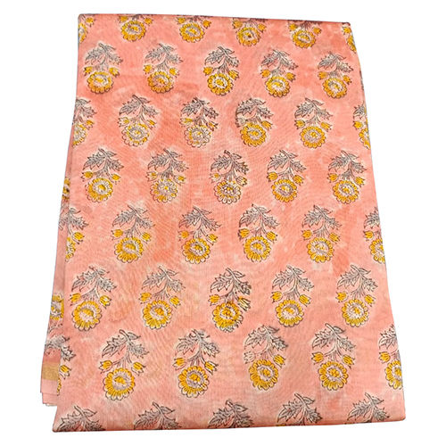 Orange Chanderi Block Print Saree