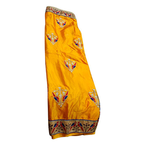 Yellow Kachhi Work Silk Sarees