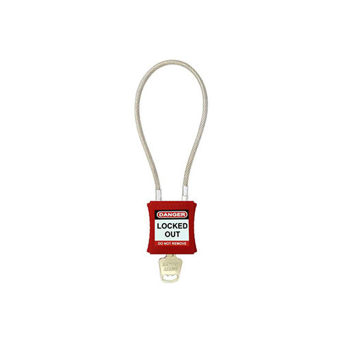 Red And Silver 1 Feet Cable Lockout Padlock