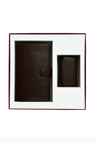 GENUINE LEATHER TRAVEL WALLET / KEY CASE COMBO BOX