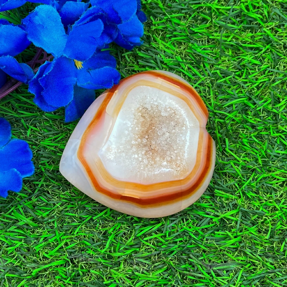 Agate Druzzy Orange Heart