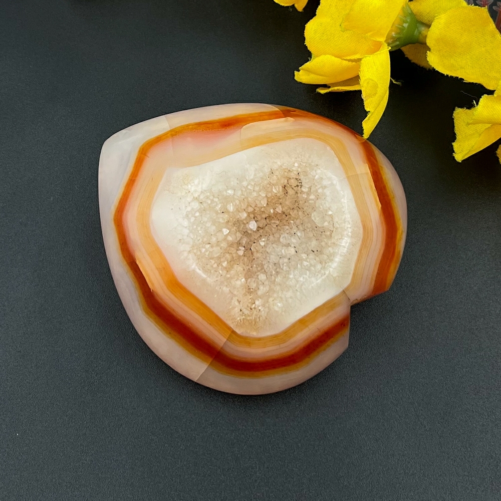 Agate Druzzy Orange Heart