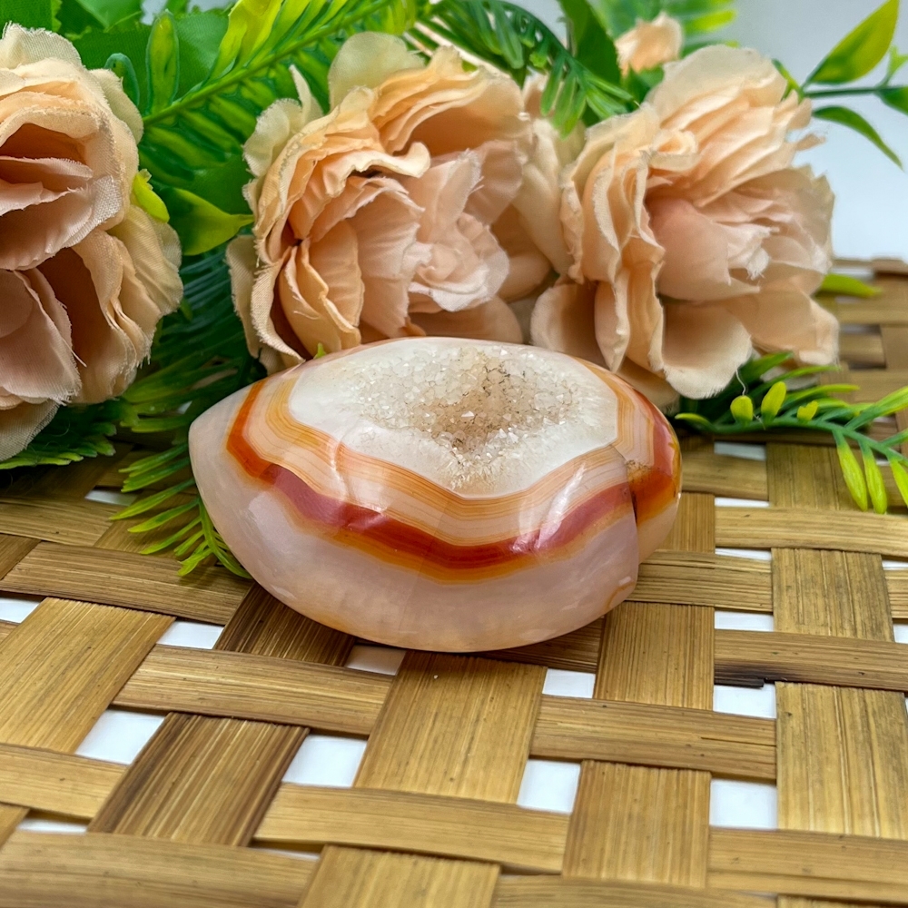 Agate Druzzy Orange Heart