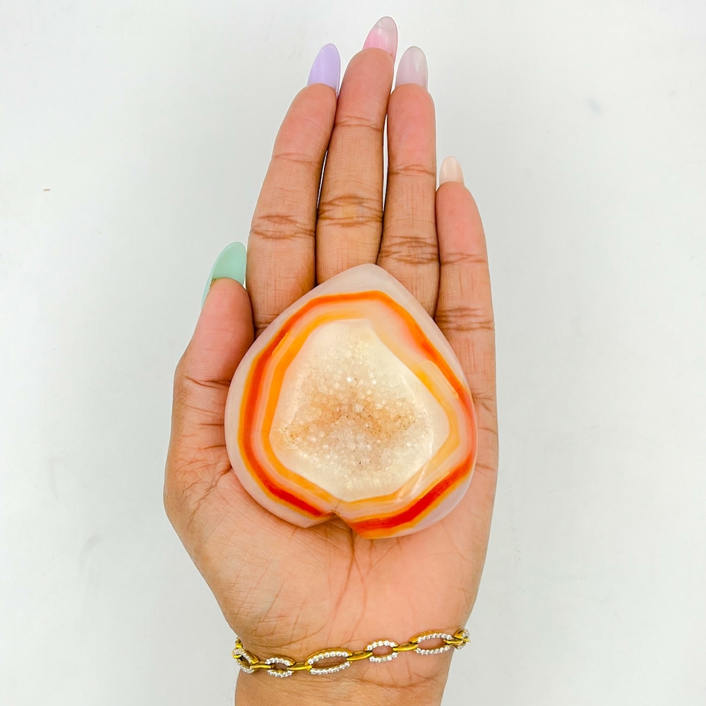 Agate Druzzy Orange Heart