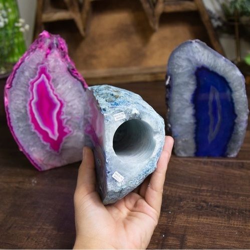 Blue Agate Geode Lamp Base Light