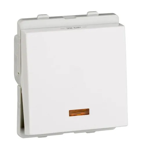 P1132 Livia 16AX 1 Way Switch - Plastic 40x67x125 mm | White Color 2-Pole Function Control Mechanism with Locator Light