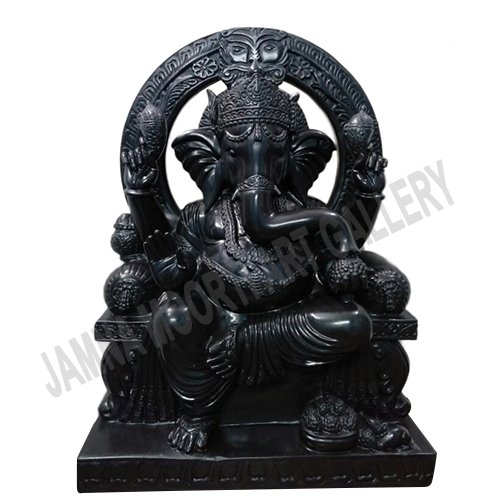 Religious Black Marble Ganesh Statue
